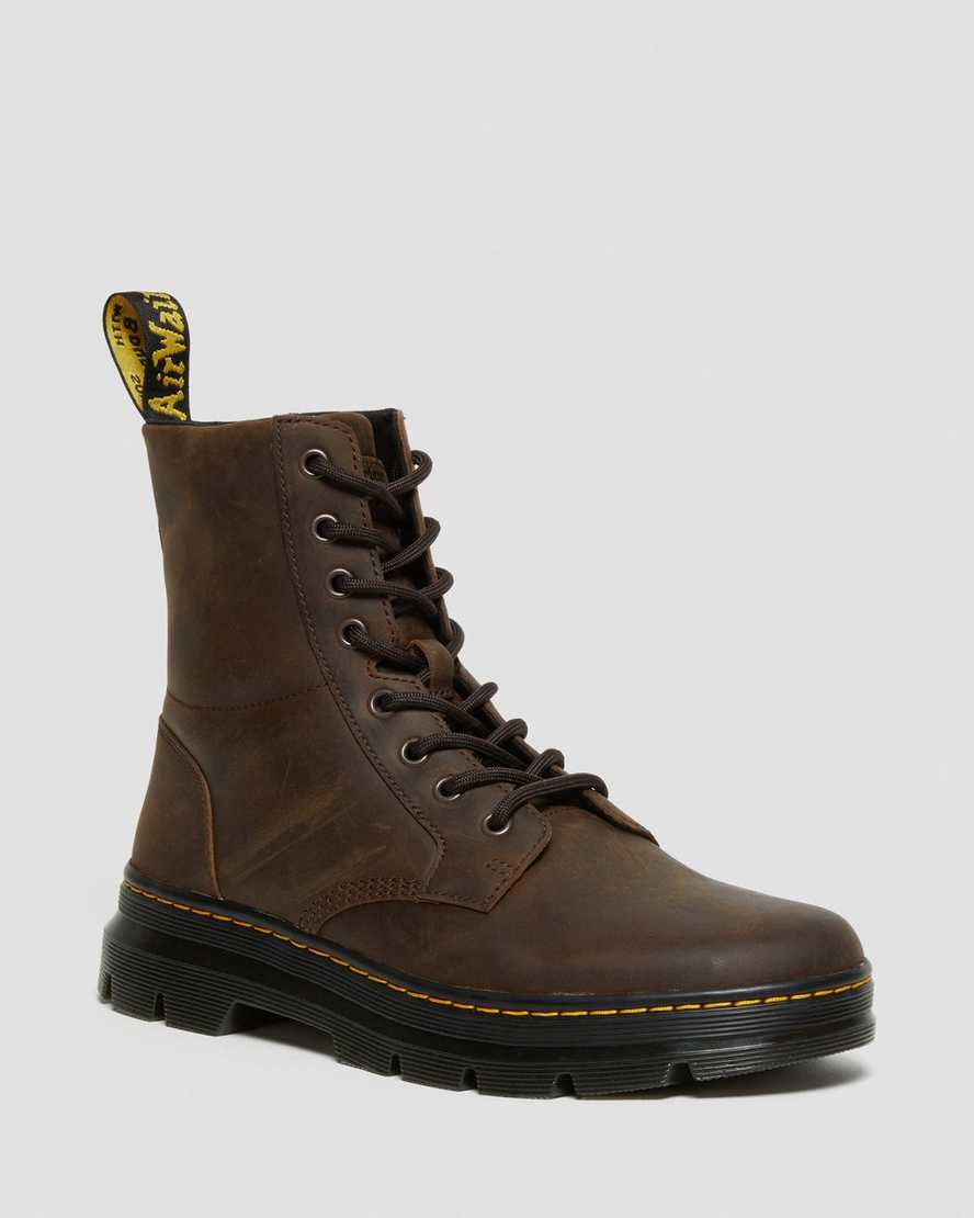 Dr. Martens Combs Crazy Horse Nahka Miesten Vapaa-ajan Nilkkurit - TummanRuskea Nilkkurit [039-AGWXE